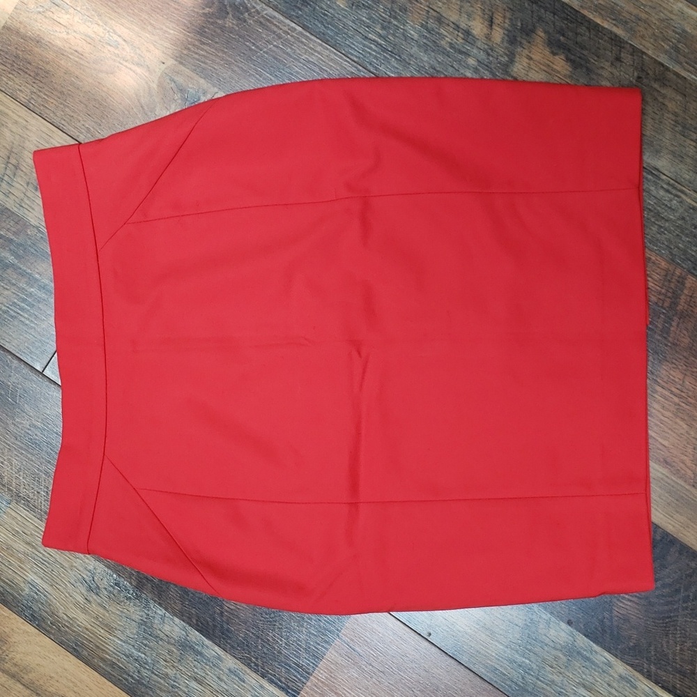 H&M Orange-red Stretch Knee-length Pencil Skirt, Size 8